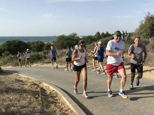 Runner training hill repeats in Chiclana, andalusia