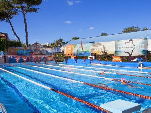 Swimming pool for triathlon training camp on Mallorca